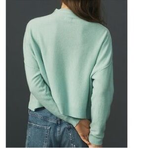 Pilcro Alani CASHMERE Teal MOCK Neck Sweater Anthropologie Medium Boxy